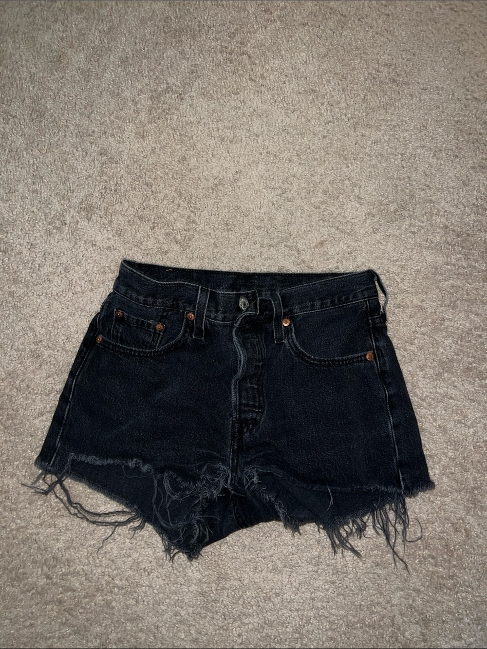 Levi's Black Distressed Cutoff Denim Shorts